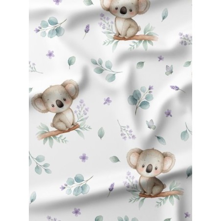 Tissu “Koala Lavande” – motif koala aquarelle – Certifié Oeko-Tex®