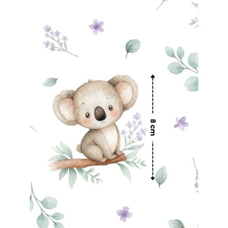 Tissu “Koala Lavande” – motif koala aquarelle – Certifié Oeko-Tex®