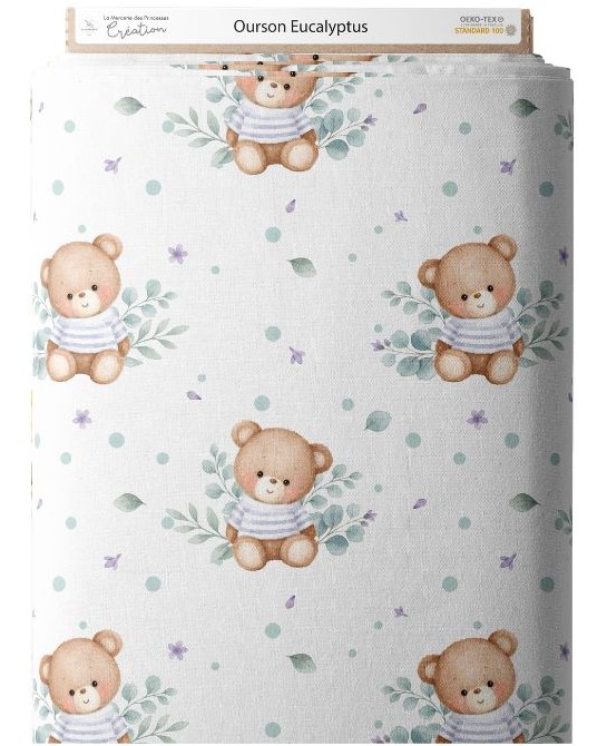 Tissu “Ourson Eucalyptus” –...