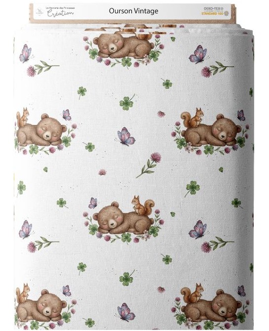 Tissu “Ourson Vintage” –...