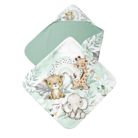 Coupon cape de bain safari Babies vert + 8 lingettes lavables – Oeko-Tex – kit couture facile, cadeau naissance