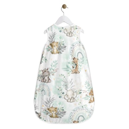 Coupon gigoteuse Safari Babies Vert d'eau – tissu coton Oeko-Tex – kit couture facile, cadeau naissance, couture DIY