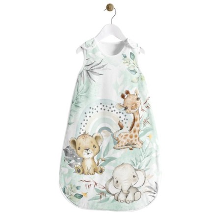 Coupon gigoteuse Safari Babies Vert d'eau – tissu coton Oeko-Tex – kit couture facile, cadeau naissance, couture DIY