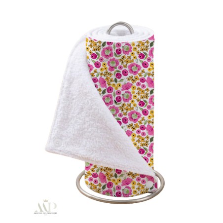 Panneau essuie-tout lavable à coudre – Motif Bloomie Rose & Jaune – Lot de 5, 10 ou 15 feuilles