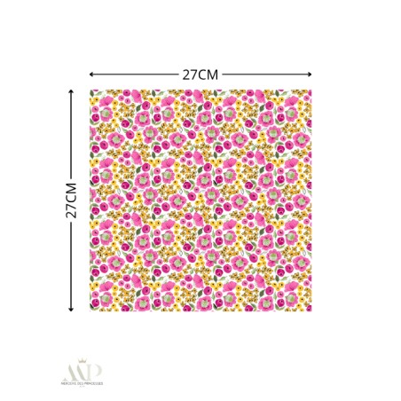 Panneau essuie-tout lavable à coudre – Motif Bloomie Rose & Jaune – Lot de 5, 10 ou 15 feuilles