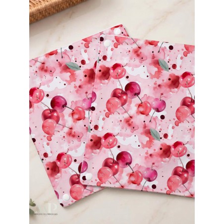 Panneau essuie-tout lavable à coudre – Motif Cerise Aquarelle – Lot de 5, 10 ou 15 feuilles
