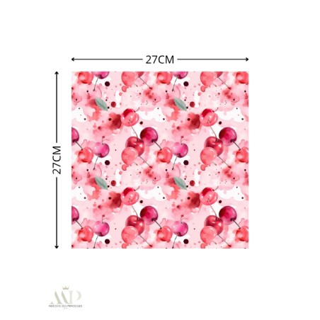 Panneau essuie-tout lavable à coudre – Motif Cerise Aquarelle – Lot de 5, 10 ou 15 feuilles