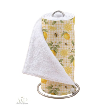 Panneau essuie-tout lavable à coudre – Motif Citron Aquarelle – Lot de 5, 10 ou 15 feuilles