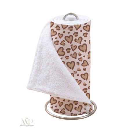 Panneau essuie-tout lavable à coudre – Motif Cœur Léopard – Lot de 5, 10 ou 15 feuilles