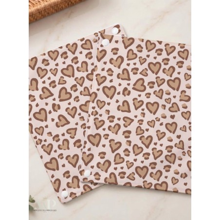 Panneau essuie-tout lavable à coudre – Motif Cœur Léopard – Lot de 5, 10 ou 15 feuilles