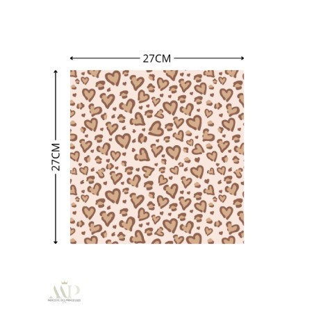 Panneau essuie-tout lavable à coudre – Motif Cœur Léopard – Lot de 5, 10 ou 15 feuilles