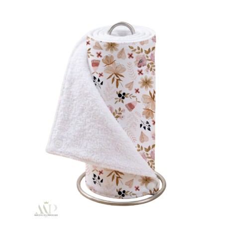 Panneau essuie-tout lavable à coudre – Motif Fleurs Sauvages Rose – Lot de 5, 10 ou 15 feuilles