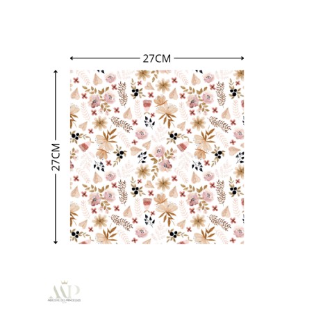 Panneau essuie-tout lavable à coudre – Motif Fleurs Sauvages Rose – Lot de 5, 10 ou 15 feuilles