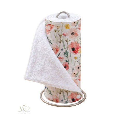 Panneau essuie-tout lavable à coudre – Motif Fleurs Coquelicot – Lot de 5, 10 ou 15 feuilles