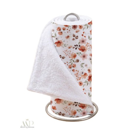 Panneau essuie-tout lavable à coudre – Motif Fleurs Terracotta – Lot de 5, 10 ou 15 feuilles