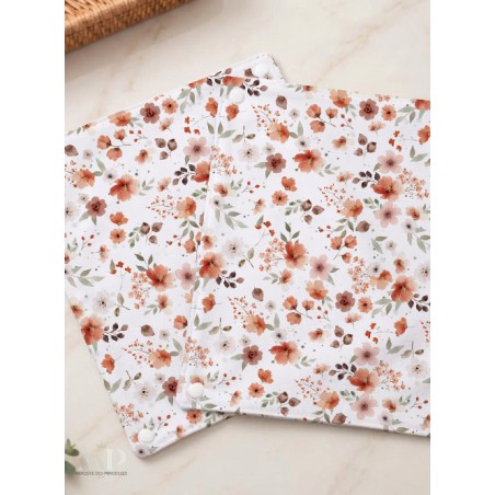 Panneau essuie-tout lavable à coudre – Motif Fleurs Terracotta – Lot de 5, 10 ou 15 feuilles