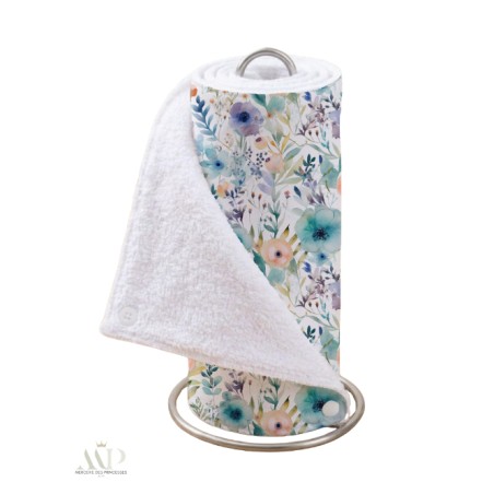 Panneau essuie-tout lavable à coudre – Motif Fleurs Vertes Aquarelle – Lot de 5, 10 ou 15 feuilles