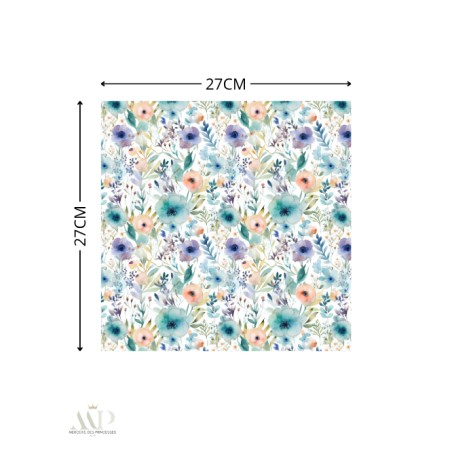 Panneau essuie-tout lavable à coudre – Motif Fleurs Vertes Aquarelle – Lot de 5, 10 ou 15 feuilles