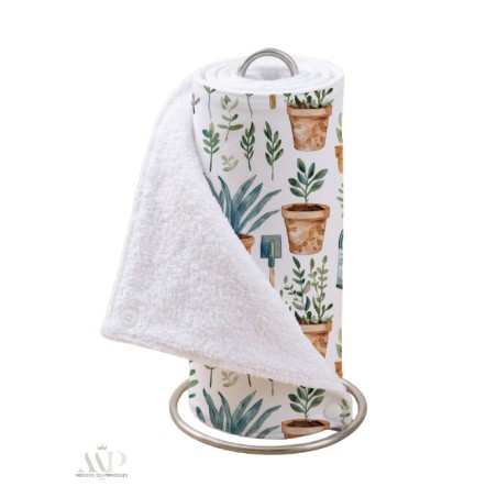 Panneau essuie-tout lavable à coudre – Motif Jardinage – Lot de 5, 10 ou 15 feuilles