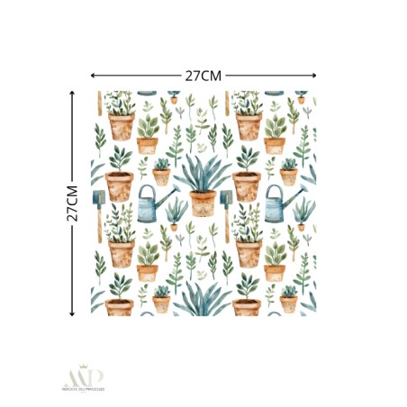 Panneau essuie-tout lavable à coudre – Motif Jardinage – Lot de 5, 10 ou 15 feuilles
