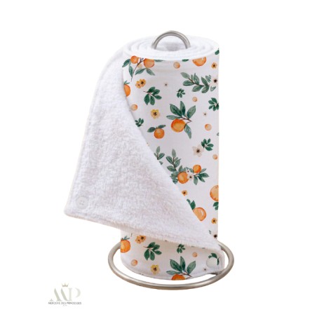 Panneau essuie-tout lavable à coudre – Motif Fruit Orange – Lot de 5, 10 ou 15 feuilles