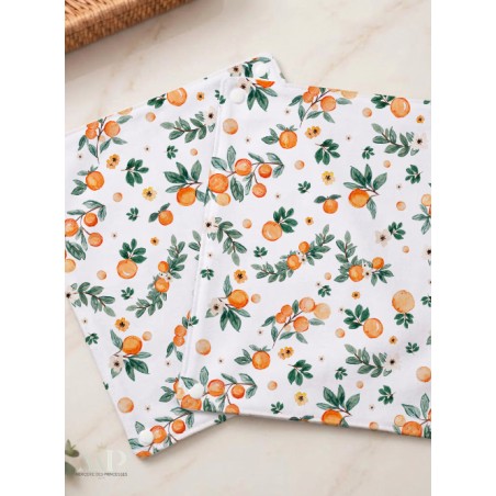 Panneau essuie-tout lavable à coudre – Motif Fruit Orange – Lot de 5, 10 ou 15 feuilles