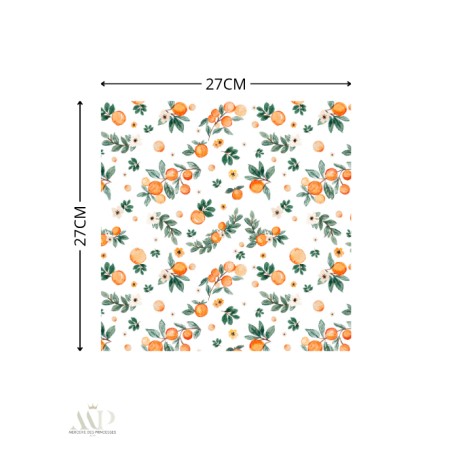 Panneau essuie-tout lavable à coudre – Motif Fruit Orange – Lot de 5, 10 ou 15 feuilles