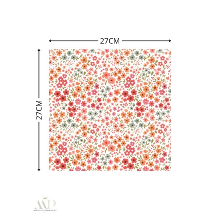 Panneau essuie-tout lavable à coudre – Motif Petites Fleurs Corail – Lot de 5, 10 ou 15 feuilles