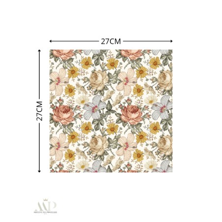 Panneau essuie-tout lavable à coudre – Motif Vintage – Lot de 5, 10 ou 15 feuilles
