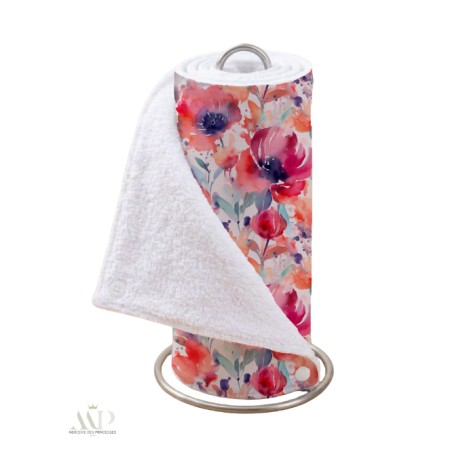 Panneau essuie-tout lavable à coudre – Motif Fleurs Rouges Aquarelle – Lot de 5, 10 ou 15 feuilles