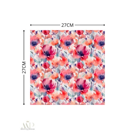 Panneau essuie-tout lavable à coudre – Motif Fleurs Rouges Aquarelle – Lot de 5, 10 ou 15 feuilles