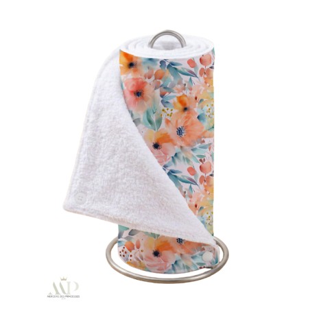 Panneau essuie-tout lavable à coudre – Motif Fleurs Oranges Aquarelle – Lot de 5, 10 ou 15 feuilles