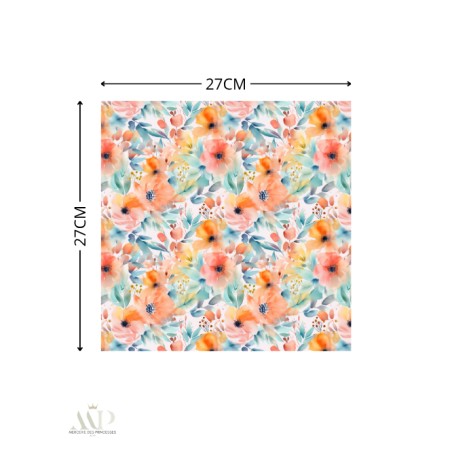 Panneau essuie-tout lavable à coudre – Motif Fleurs Oranges Aquarelle – Lot de 5, 10 ou 15 feuilles