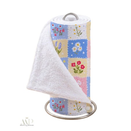 Panneau essuie-tout lavable à coudre – Motif Fleurs et Carreaux– Lot de 5, 10 ou 15 feuilles