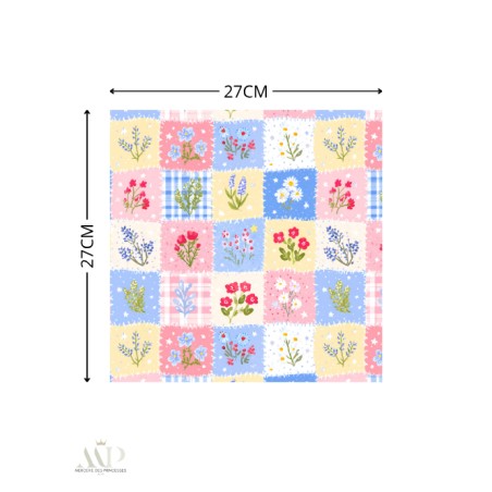 Panneau essuie-tout lavable à coudre – Motif Fleurs et Carreaux– Lot de 5, 10 ou 15 feuilles