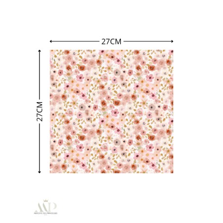 Panneau essuie-tout lavable à coudre – Motif Fleurs Bloomie Corail et Rose – Lot de 5, 10 ou 15 feuilles