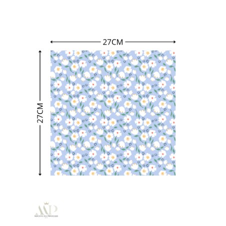 Panneau essuie-tout lavable à coudre – Motif Fleurs Bloomie Celeste Bleu – Lot de 5, 10 ou 15 feuilles