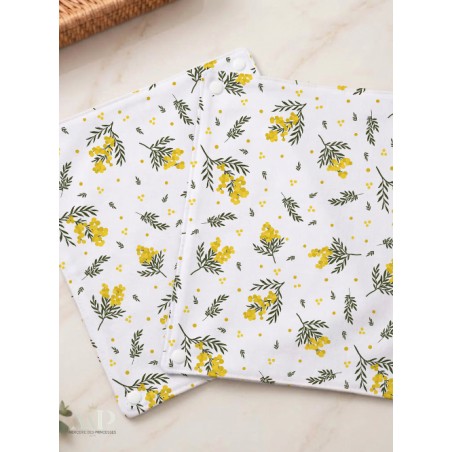 Panneau essuie-tout lavable à coudre – Motif Fleurs Bloomie Mimosa – Lot de 5, 10 ou 15 feuilles