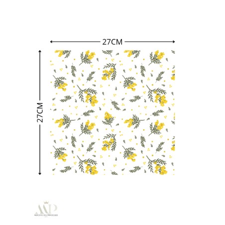 Panneau essuie-tout lavable à coudre – Motif Fleurs Bloomie Mimosa – Lot de 5, 10 ou 15 feuilles