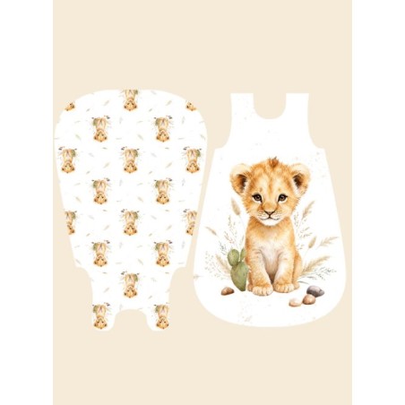 Coupon gigoteuse Lionceau Bohème – tissu coton Oeko-Tex – kit couture facile, cadeau naissance, couture DIY