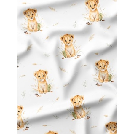 Tissu “Lionceau Boheme" – motif savane aquarelle – Certifié Oeko-Tex®