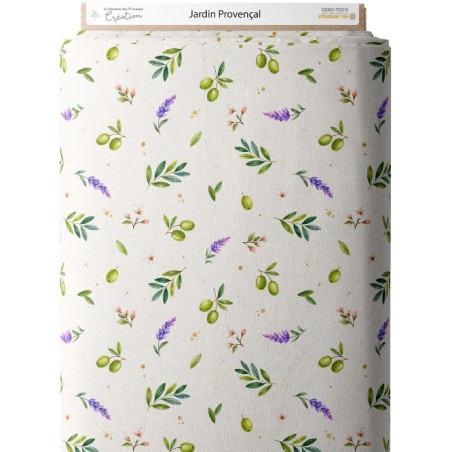 Tissu “Jardin Provençal" – motif fleuri – Certifié Oeko-Tex®