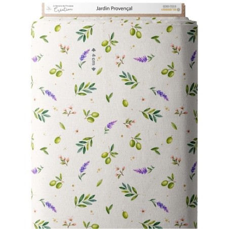 Tissu “Jardin Provençal" – motif fleuri – Certifié Oeko-Tex®