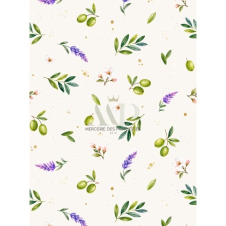 Tissu “Jardin Provençal" – motif fleuri – Certifié Oeko-Tex®