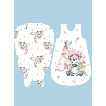 Coupon gigoteuse Zèbre Indien – tissu coton Oeko-Tex – kit couture facile, cadeau naissance, couture DIY