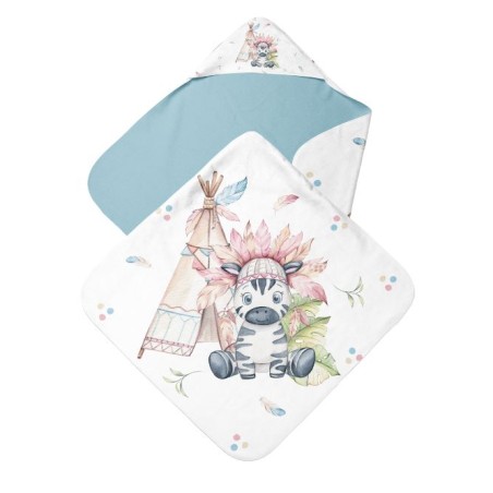 Coupon cape de bain Zèbre Indien + 8 lingettes lavables – Oeko-Tex – kit couture facile, cadeau naissance
