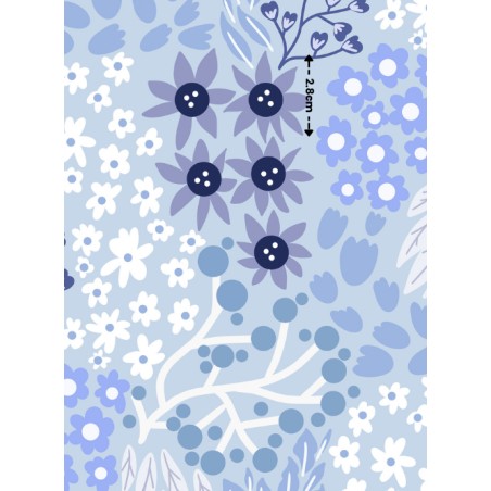 Tissu “Bloomie-Jardin Bleu" – motif fleuri – Certifié Oeko-Tex®