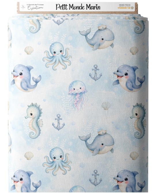 Tissu "Petit Monde Marin" –...
