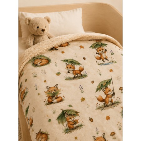 Tissu "Renards Sous Les Feuilles" – motif automnale aquarelle – Certifié Oeko-Tex®