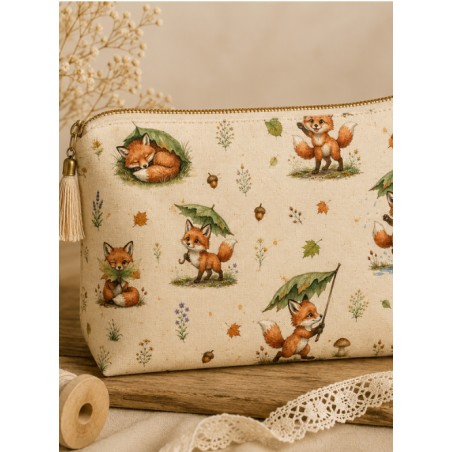 Tissu "Renards Sous Les Feuilles" – motif automnale aquarelle – Certifié Oeko-Tex®